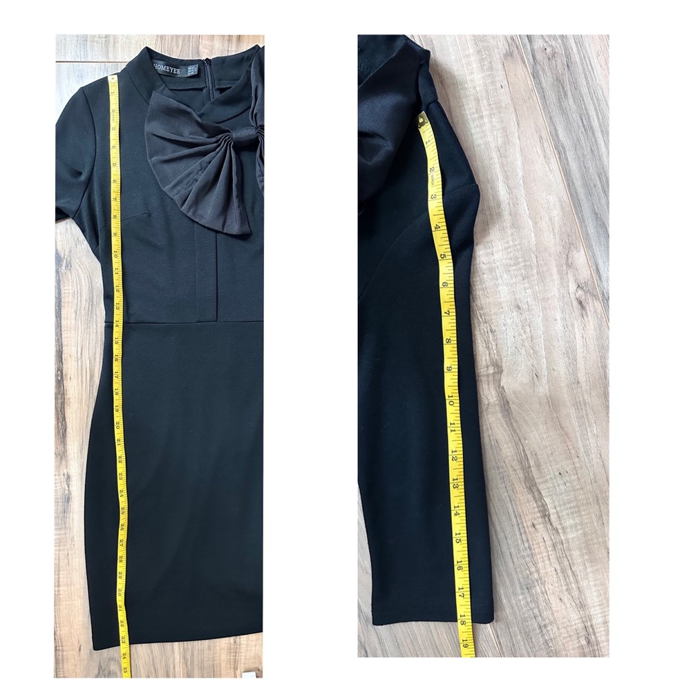 Homeyee Women’s Vintage Bowknot 3/4 Sleeves Black Party Dress Size S / 4 - Picture 8 of 9